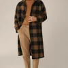 Wollmix-Mantel Rossano Mit Hemdkragen In Schwarz-Braun Check