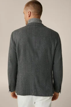Wollmix-Sakko Giro Mit Cashmere In Fischgrat Schwarz-Grau