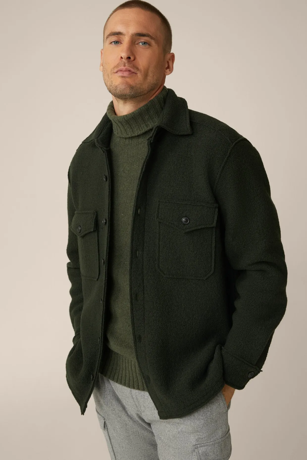 Woll-Overshirt Orio Mit Aufgesetzten Brusttaschen In