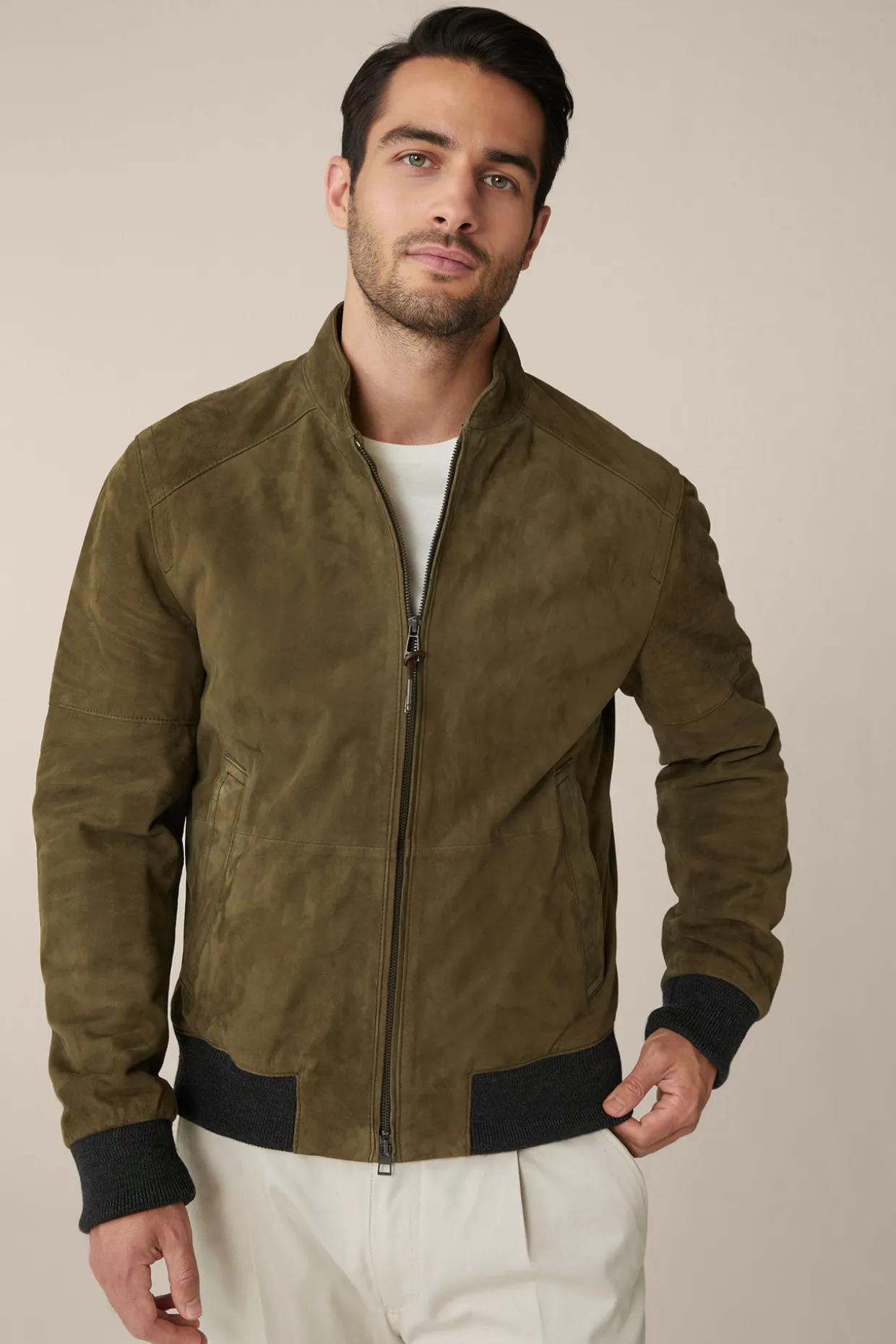 Ziegenvelours-Leder-Blouson Borello In