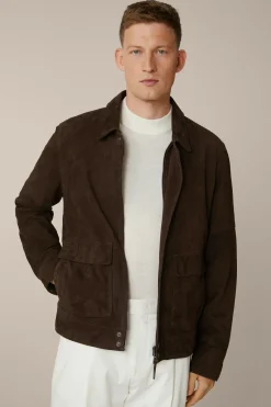 Ziegenvelours-Leder-Blouson Montagnana Mit Umlegekragen In