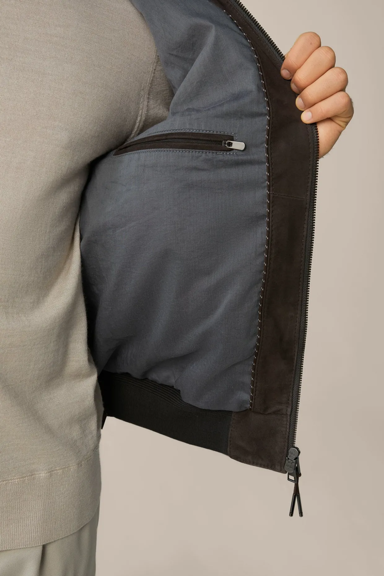 Ziegenvelours-Leder-Blouson Borello In