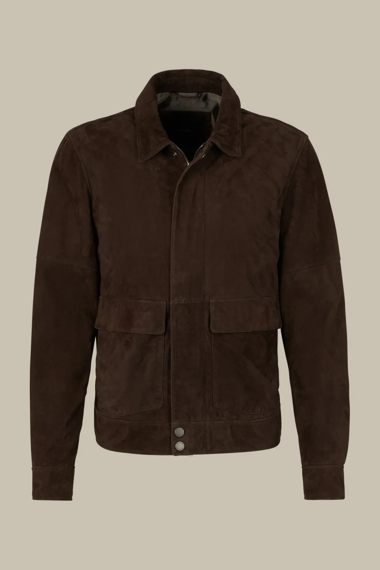Ziegenvelours-Leder-Blouson Montagnana Mit Umlegekragen In