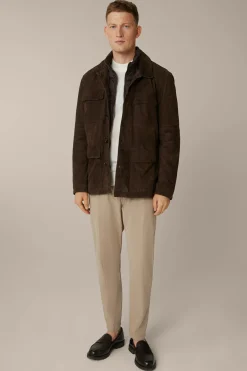Ziegenvelours-Leder-Fieldjacket Alvaroin Mit Umlegekragen In
